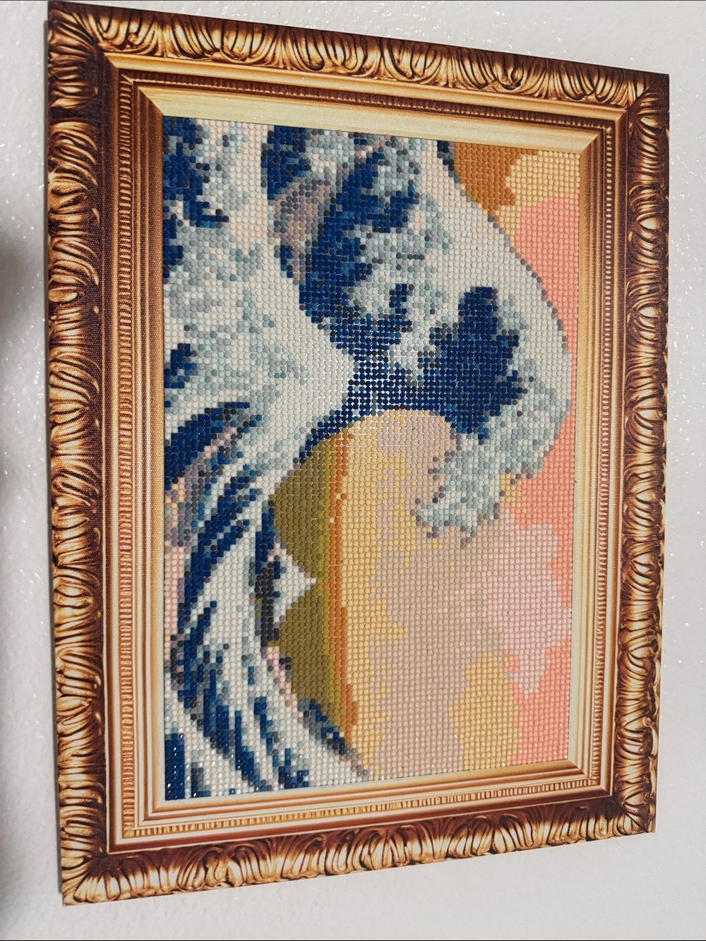 Framed Wave Mosaic Diamond Art - Blue and Peach